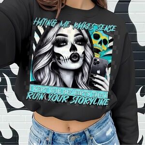 Graphic Black Hating Me Skeleton Sweatshirt Small-3X